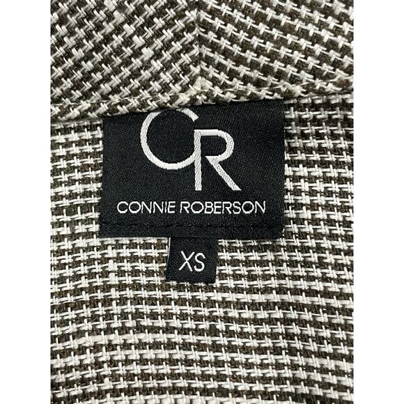 Connie Roberson Linen Plaid Button Up Shirt Womens Size XS USA Made White Brown - Picture 7 of 9